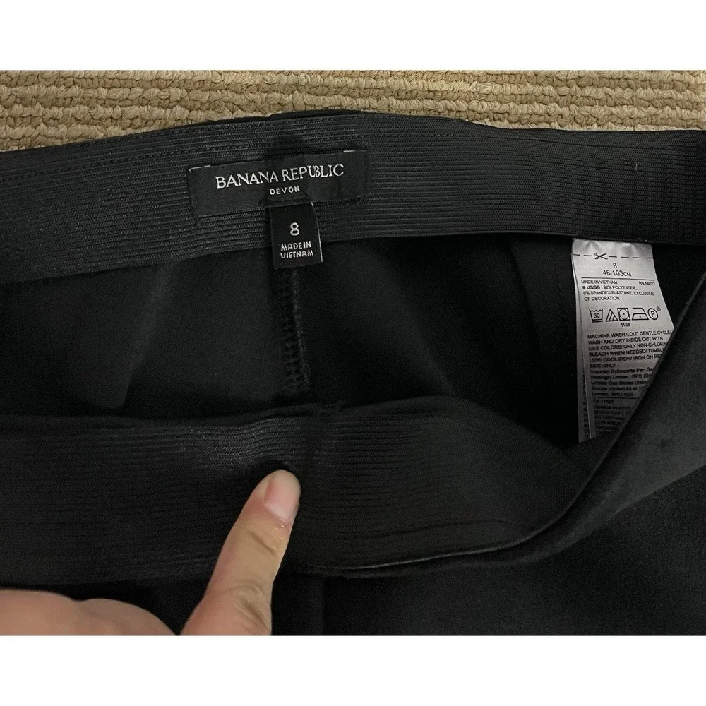 Banana Republic Size 8 Women Devon Pants High Rise Black Faux Suede Inseam 27" - Picture 3 of 14